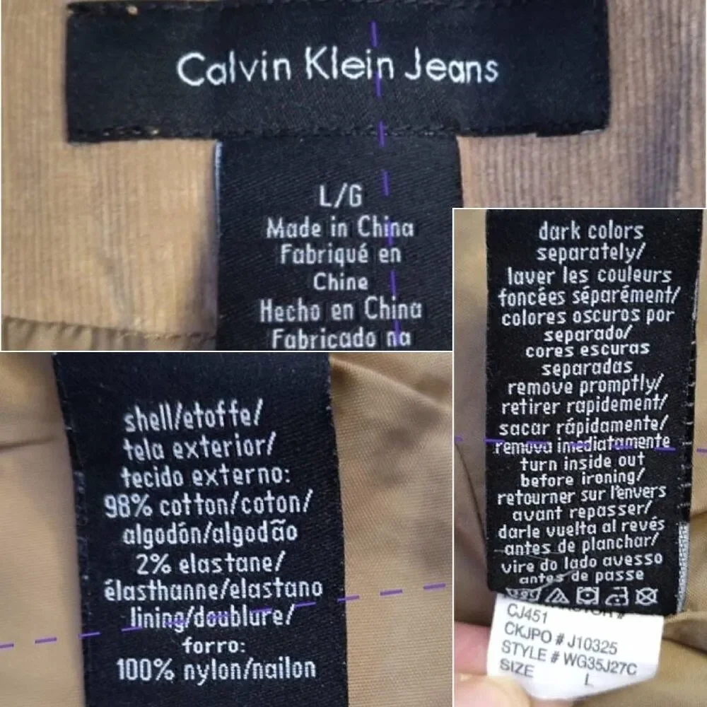 VTG Calvin Klein Beige Corduroy‎ Single Breasted Blazer Large *fits like Medium